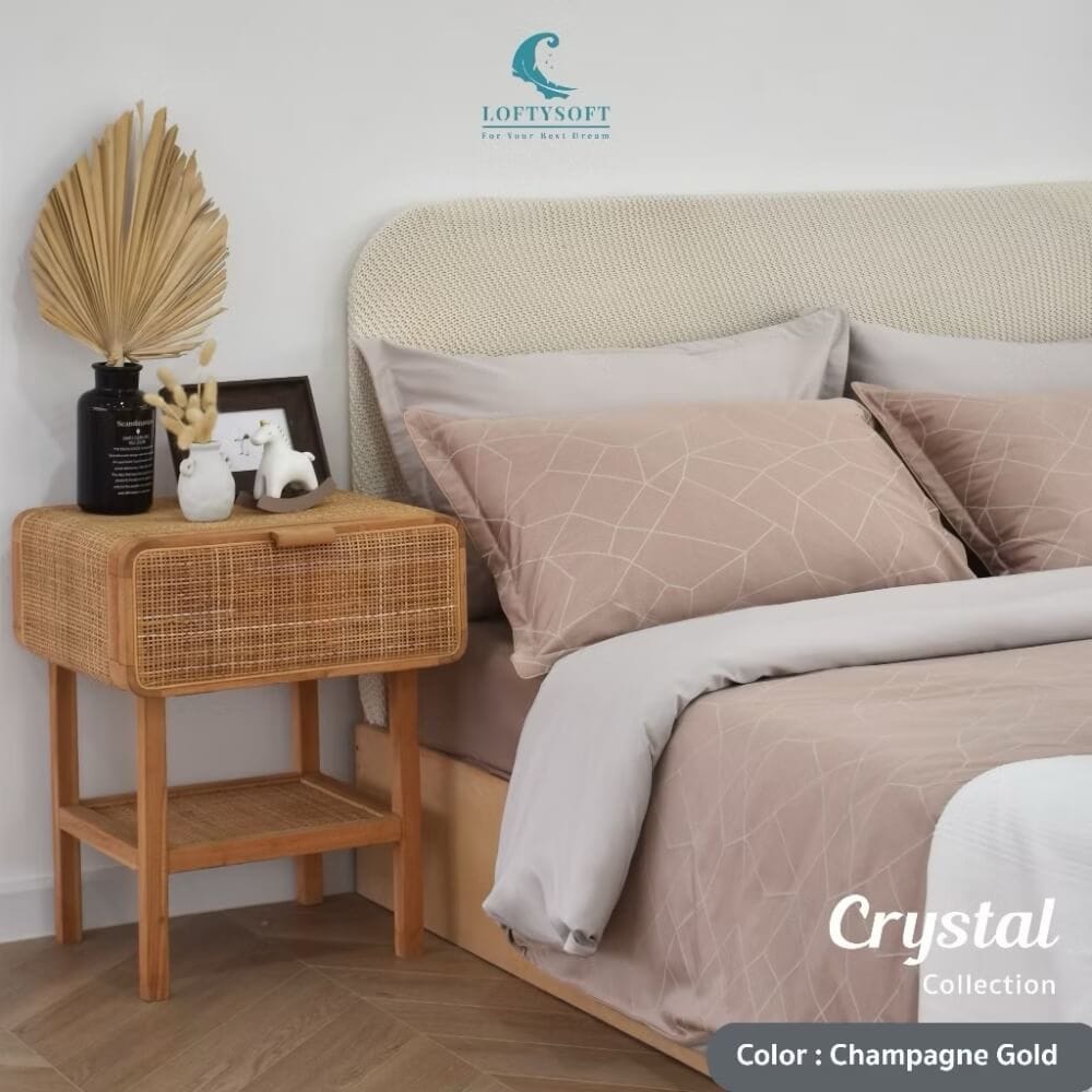 ชุดผ้าปูที่นอน 5 ฟุต 4 ชิ้น LOFTYSOFT Crystal Collection - Champagne Gold SET C